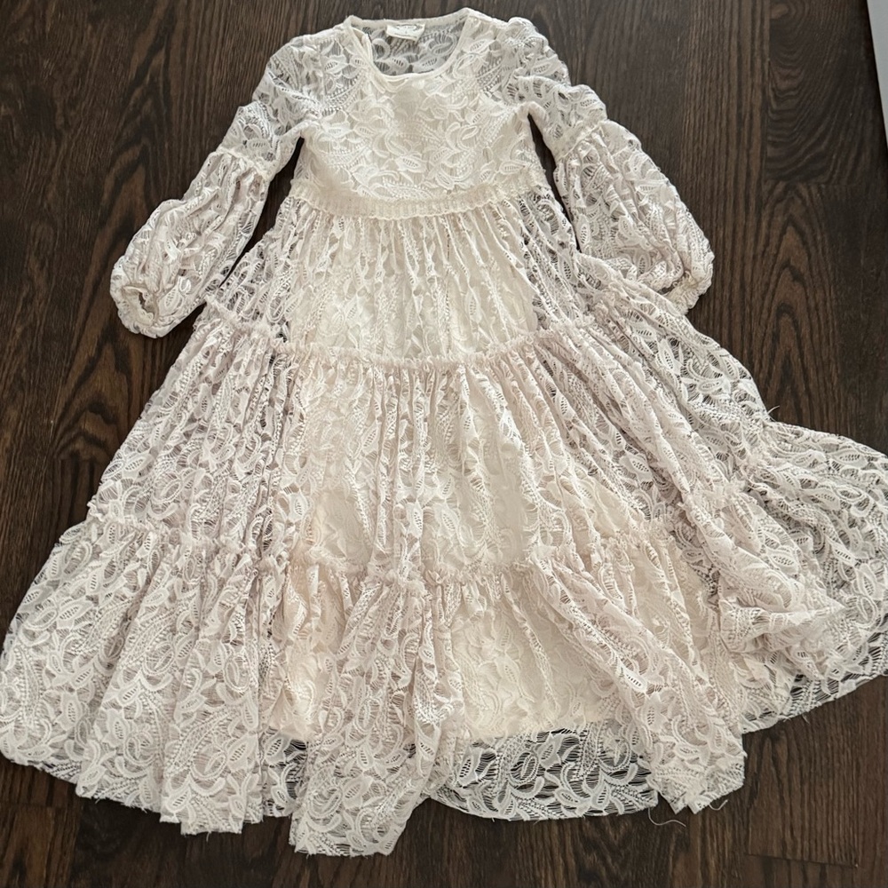 JoyFolie Girls Cybele Dress in Ivory Lace - Size 5